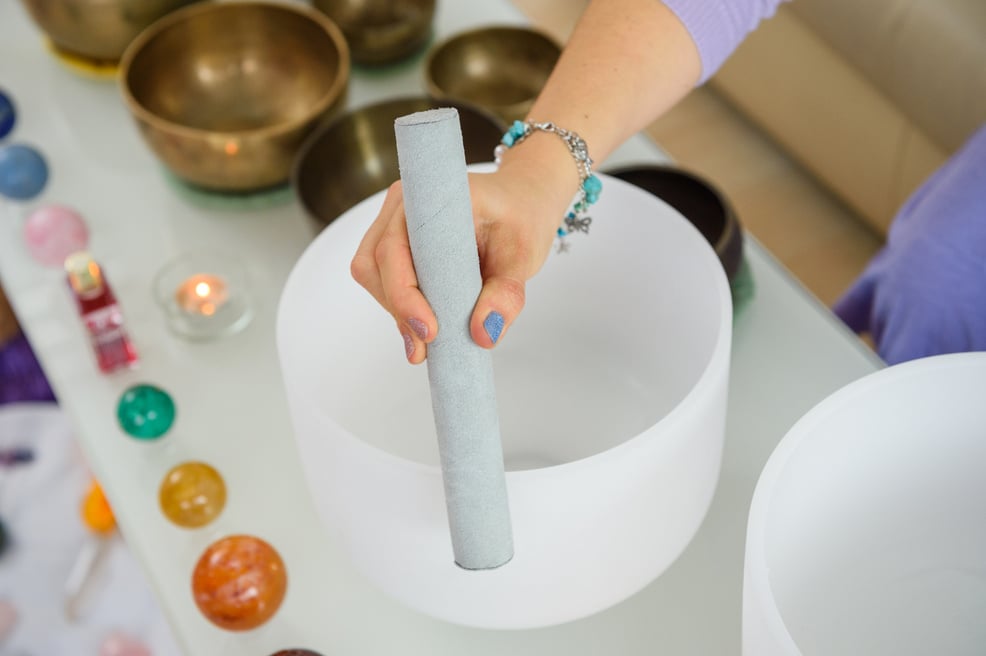 Crystal therapy with bowls